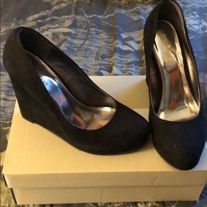 Black Suede Wedges